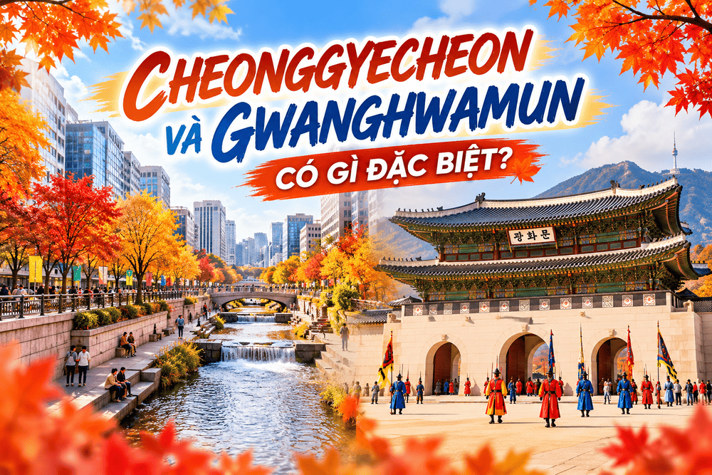 Đảo Nami mùa thu trong tour Hàn Quốc với hàng cây lá vàng và lá đỏ